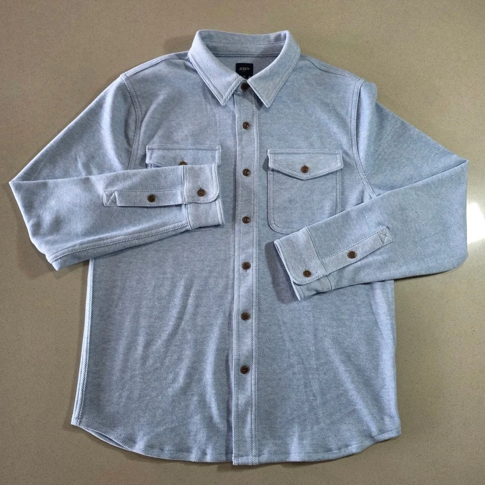 J.Crew Mens Medium Blue White Twill Long Sleeve Button Down Shirt